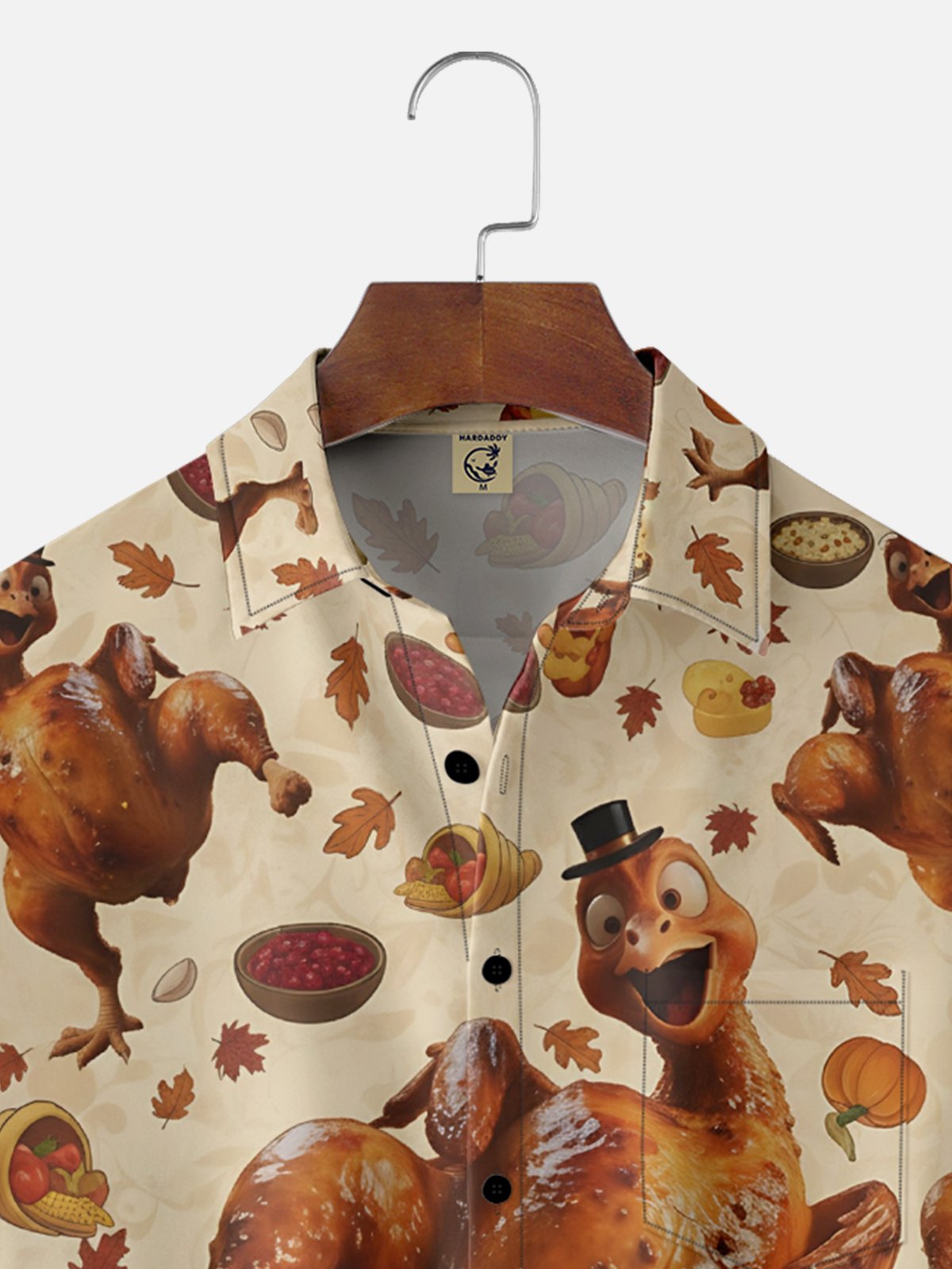 Moisture-wicking Thanksgiving Turkey Pumpkin Chest Pocket Casual Shirt