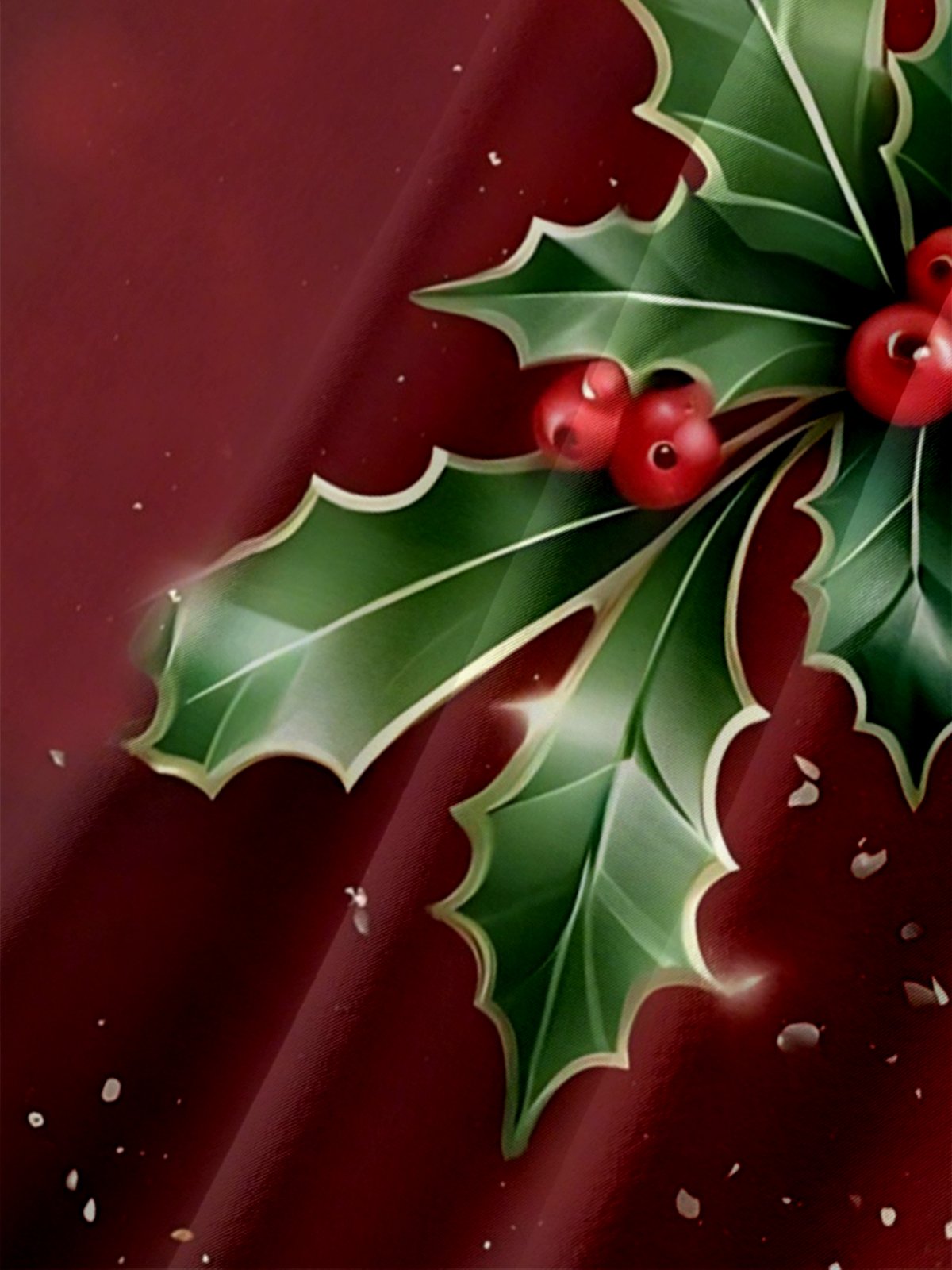 Moisture-wicking Christmas Art Christmas Red Berries Chest Pocket Casual Shirt