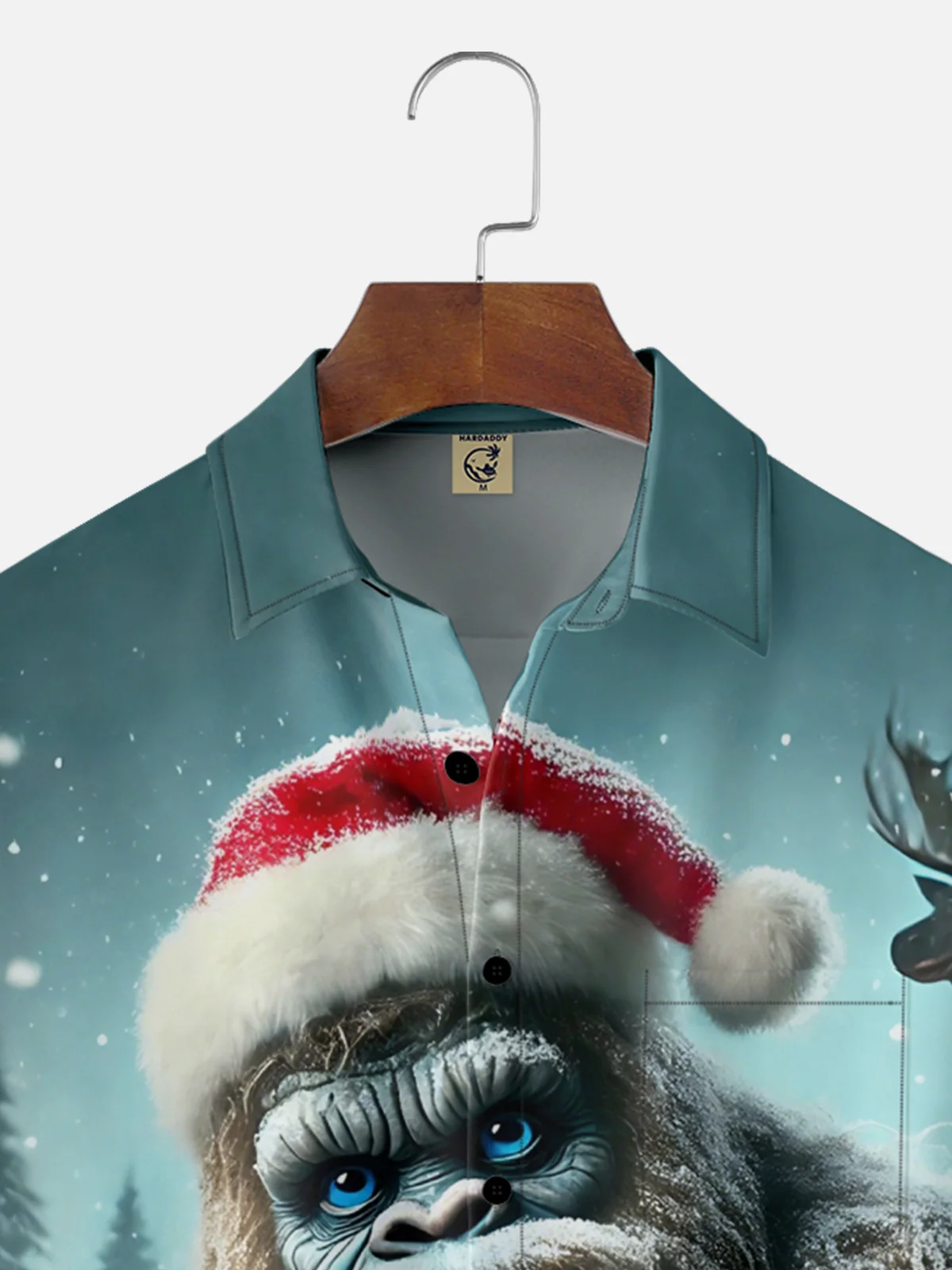 Moisture-wicking Christmas Fun Bigfoot Chest Pocket Casual Shirt