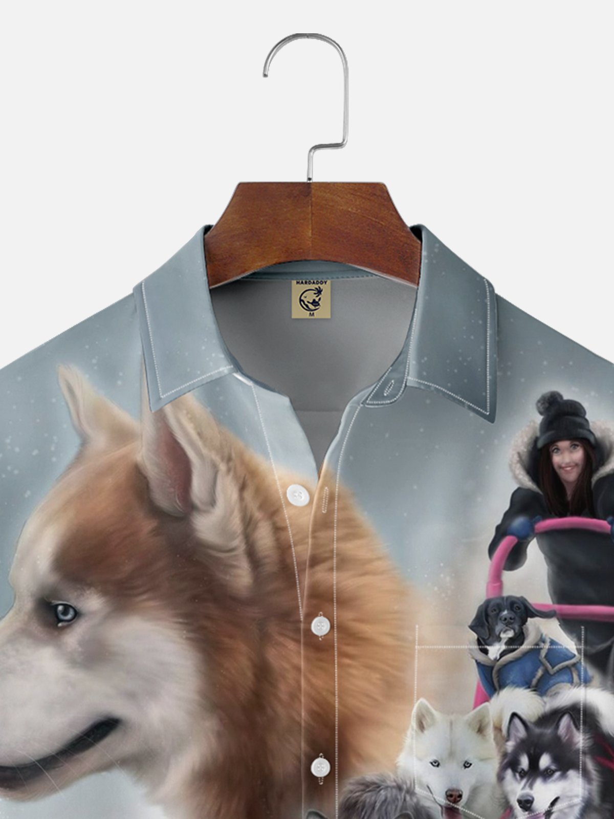 Moisture-wicking Canadian Fun Dog Sleds Chest Pocket Casual Shirt