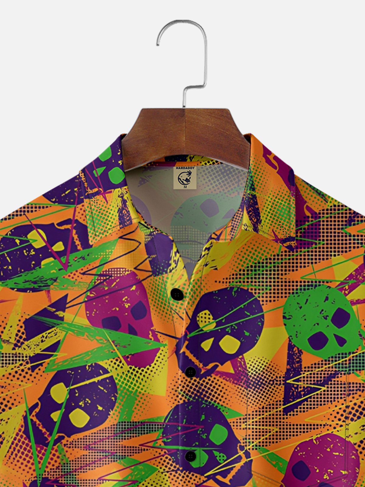 Moisture-wicking Music Festival Skull Punk Glam Rock Chest Pocket Casual Shirt