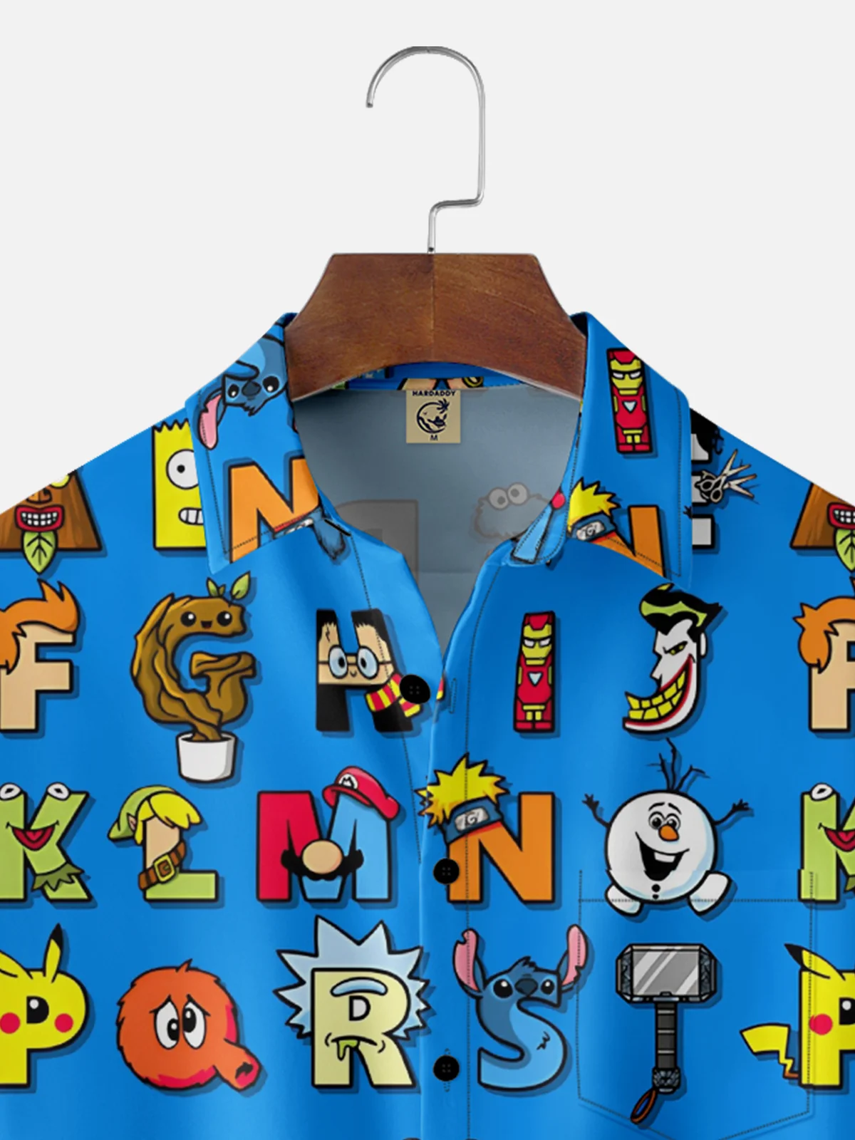 Moisture Wicking Fun 26-Letter Hawaiian Shirt with Chest Pocket