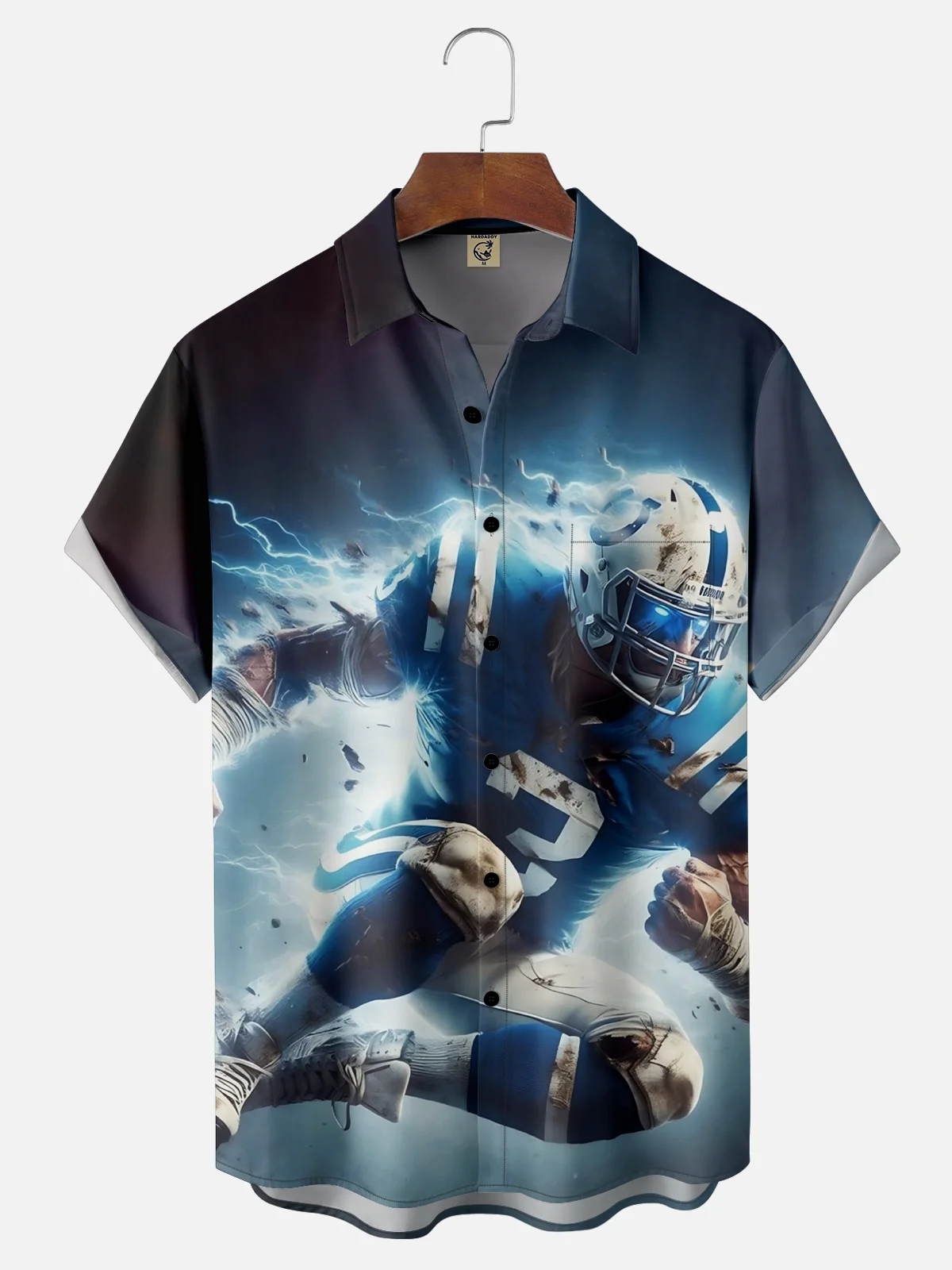Moisture-wicking American Football Polis Art Pony Chest Pocket Casual Shirt