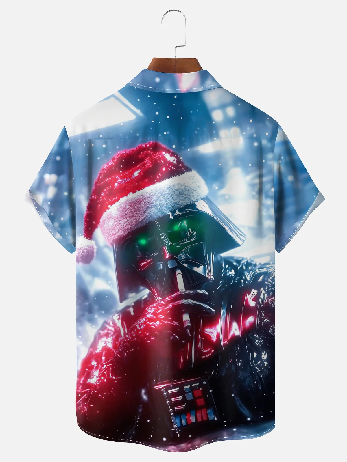 Moisture-wicking Christmas Santa Hat Star Art Chest Pocket Casual Shirt