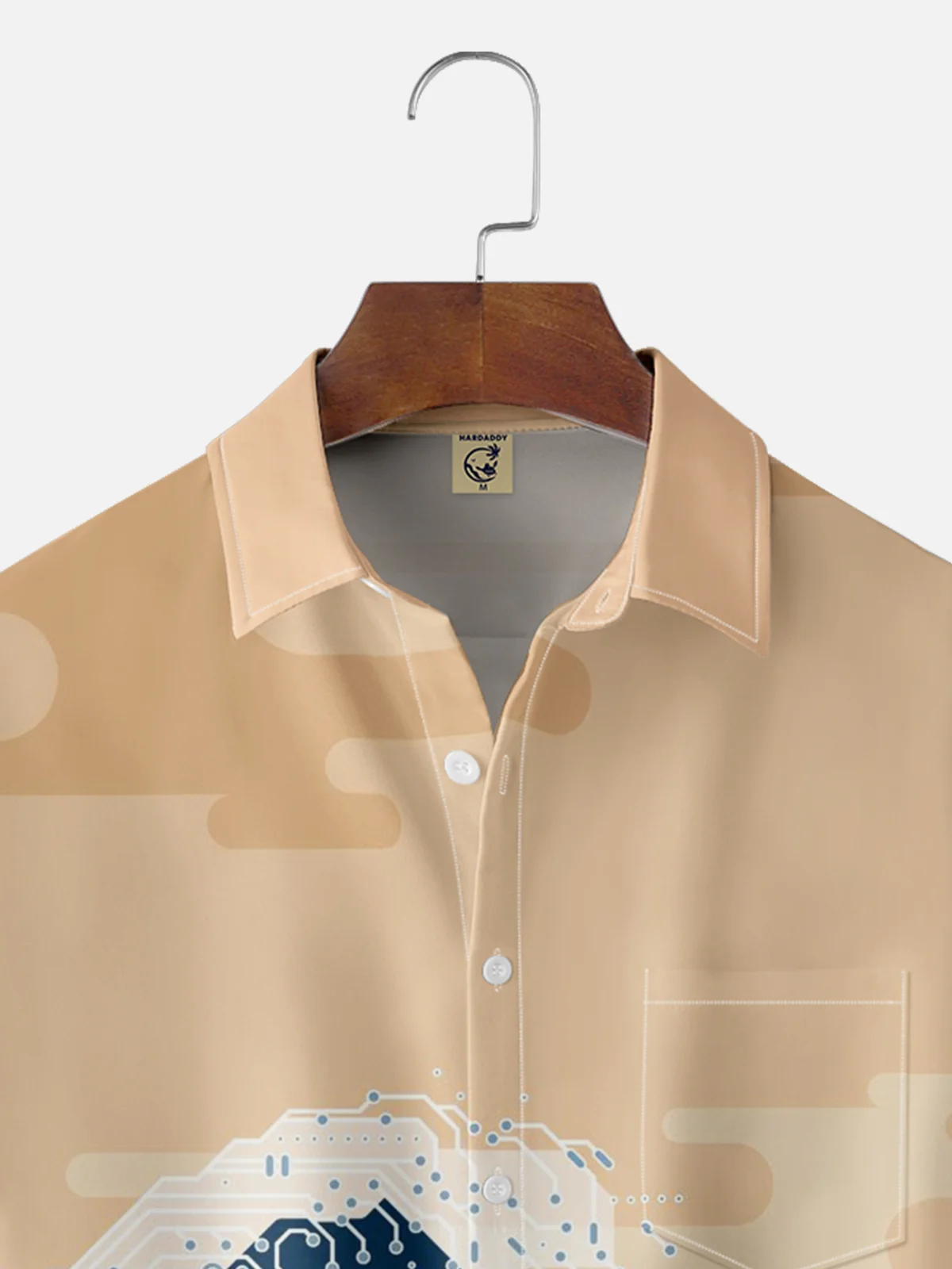Moisture-wicking The Great Wave Circuit Board Chest Pocket Casual Shirt