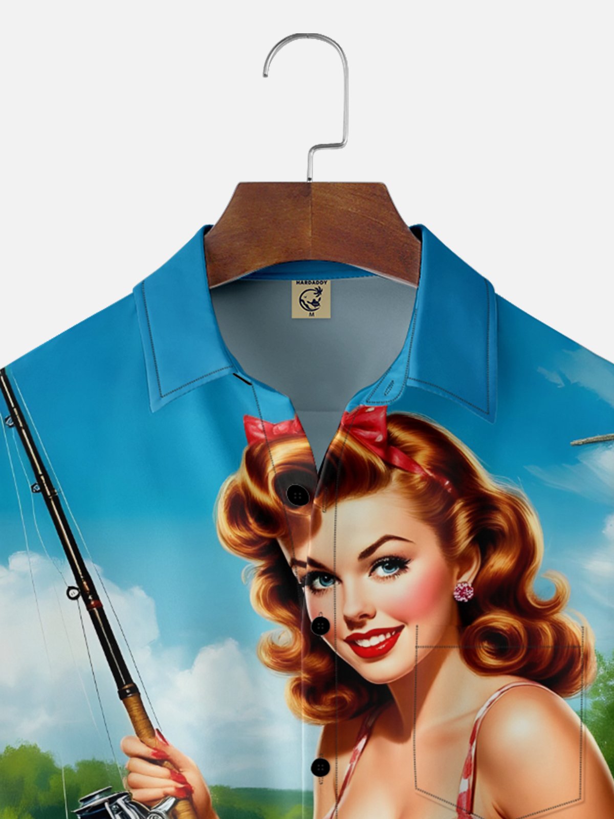 Moisture Wicking Fishing Vintage Style Chest Pocket Hawaiian Shirt