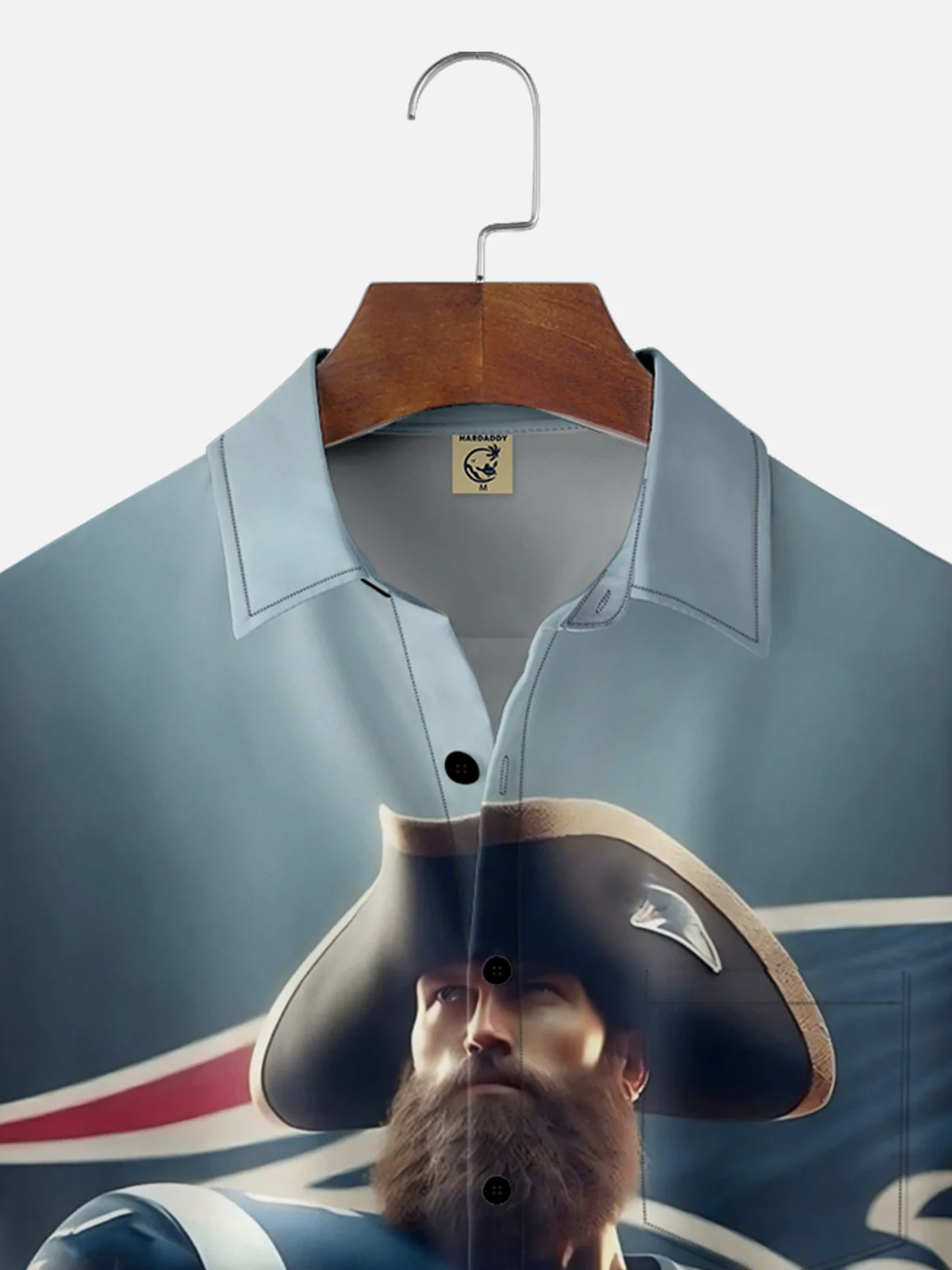 Moisture-wicking American Football New England Art Patriots Chest Pocket Casual Shirt