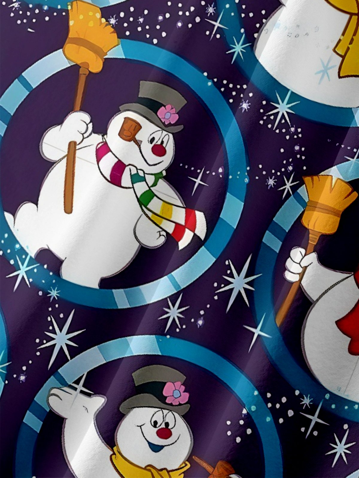 Moisture-wicking Christmas Retro Classic Snowman Chest Pocket Casual Shirt