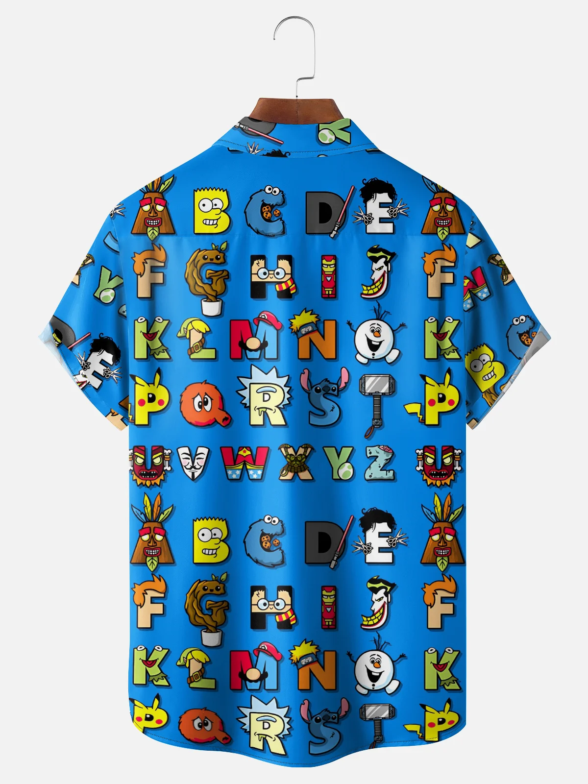 Moisture Wicking Fun 26-Letter Hawaiian Shirt with Chest Pocket