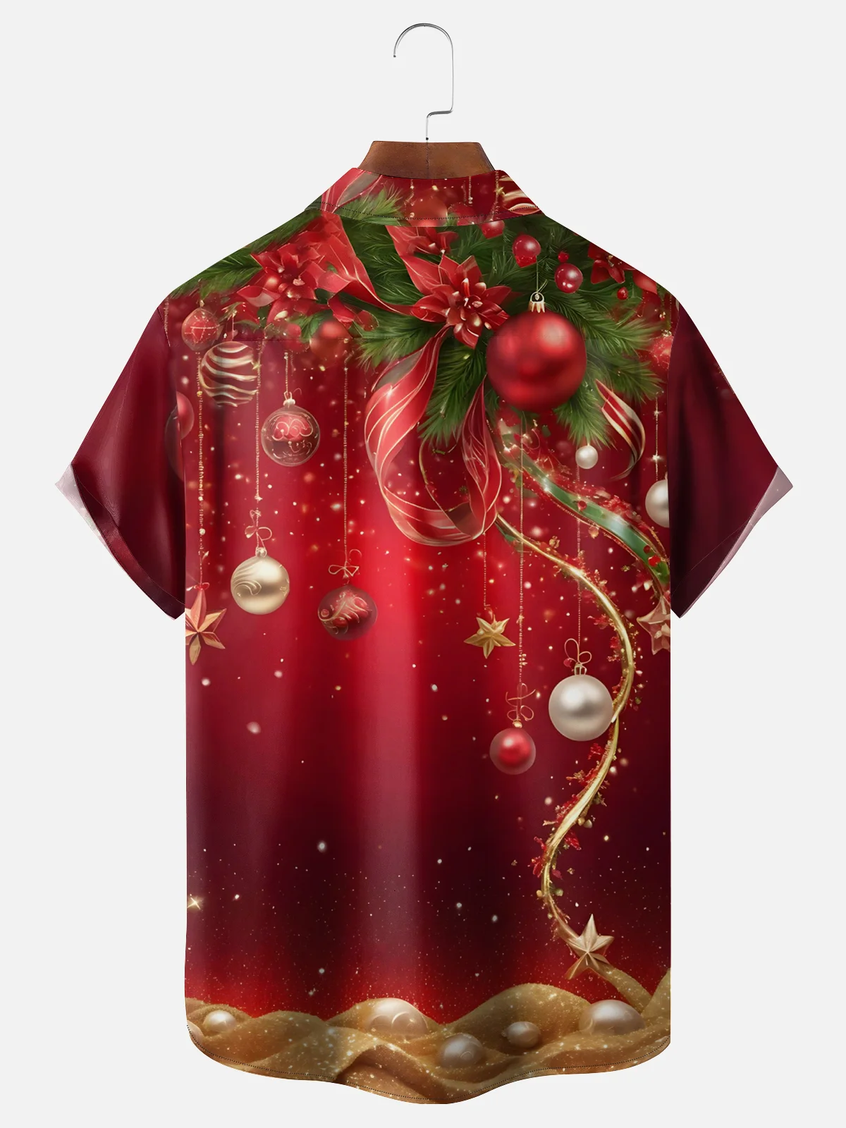Moisture-wicking Christmas Art Christmas Tree Decorations Chest Pocket Casual Shirt