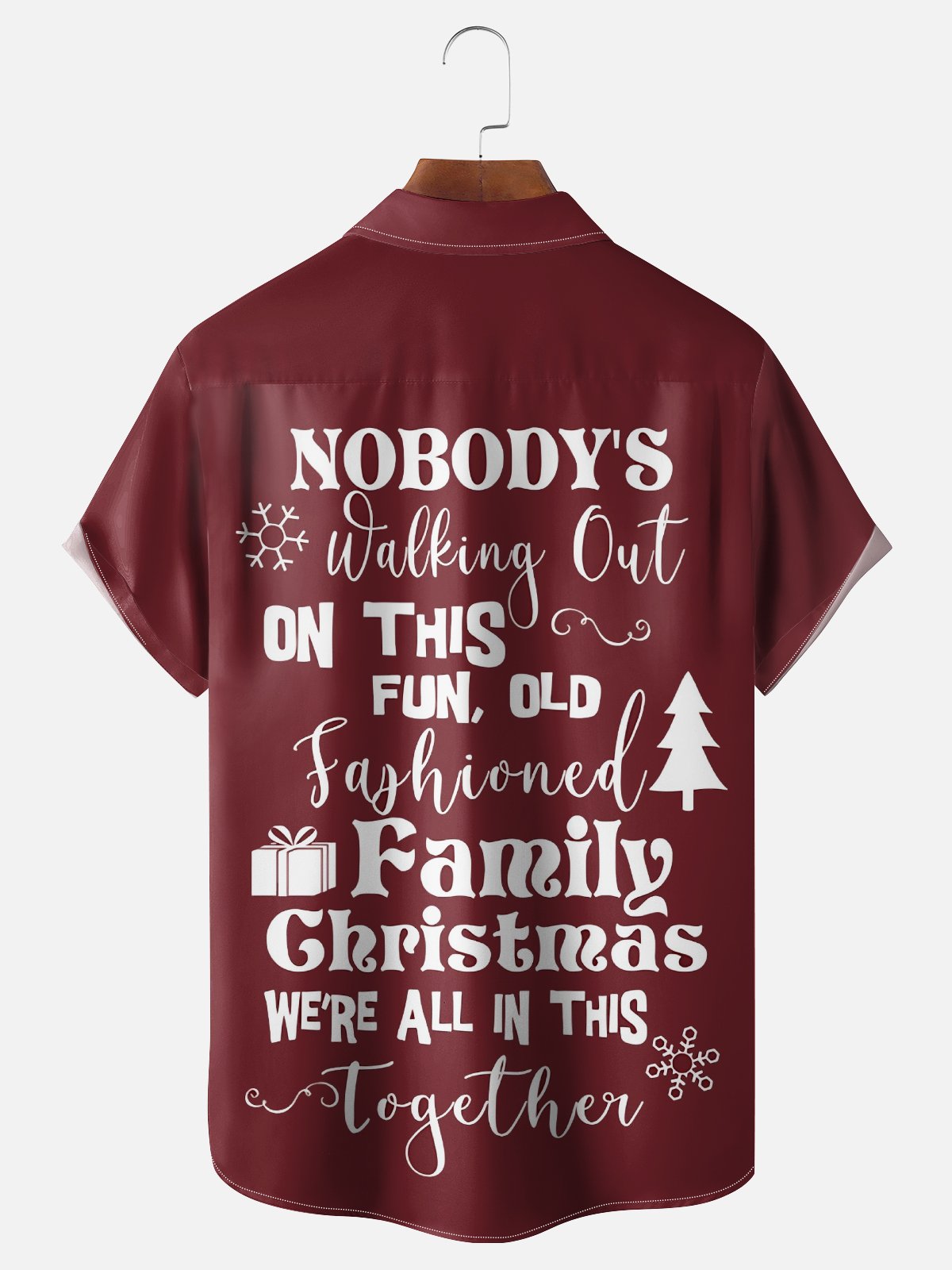 Moisture Wicking  No One Will Leave This Fun Vintage-StyleFamily Christmas Chest Pocket Hawaiian Shirt.