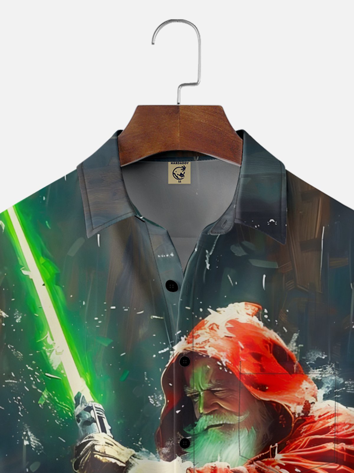 Moisture-wicking Christmas Santa Claus Saber Chest Pocket Casual Shirt