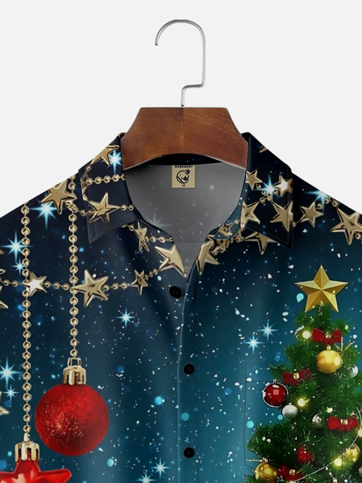 Moisture-wicking Christmas Art Christmas Tree Chest Pocket Casual Shirt