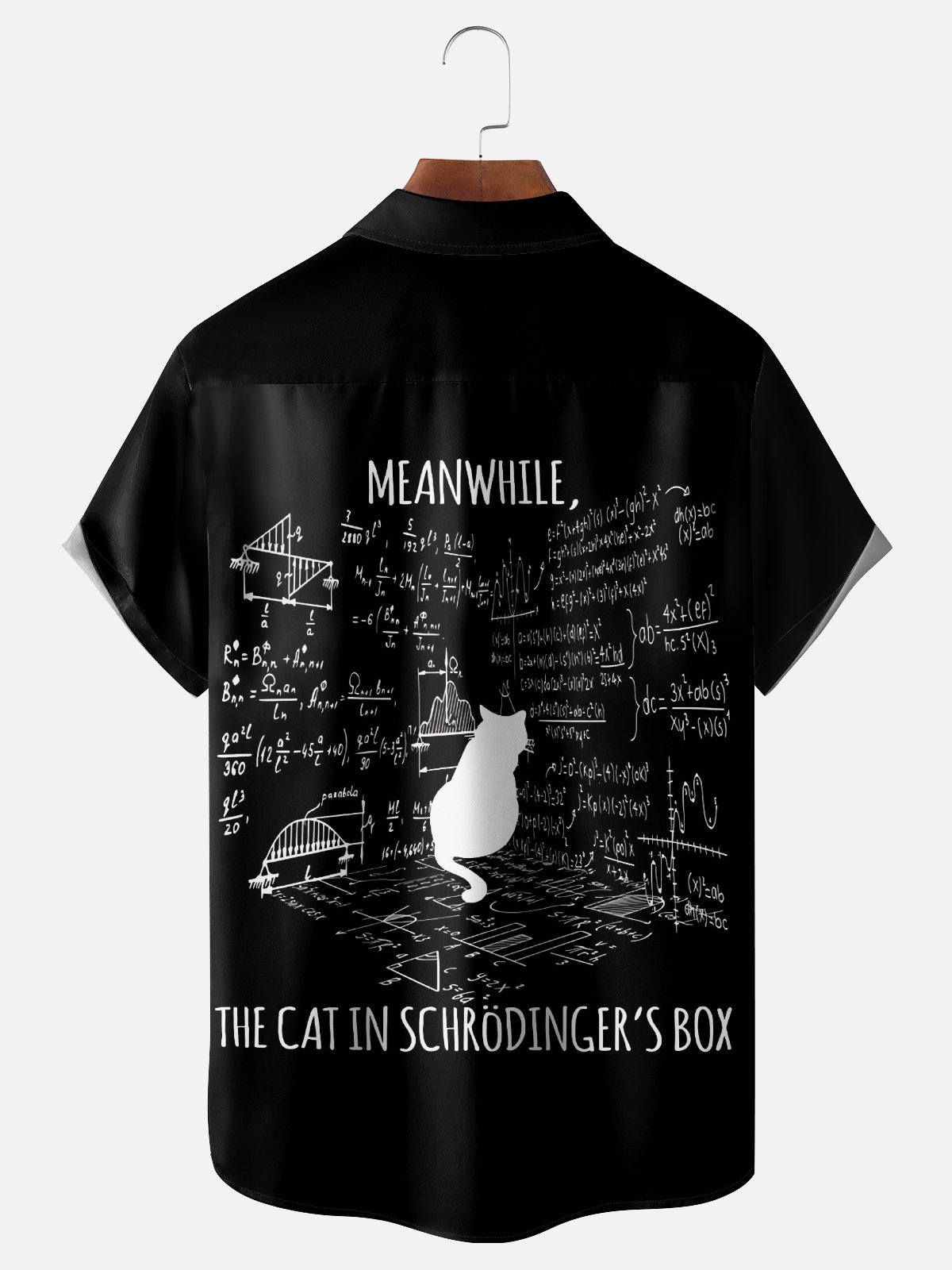 Moisture Wicking Fun Math Meanwhile Schrödinger's Box Cat Chest Pocket Hawaiian Shirt