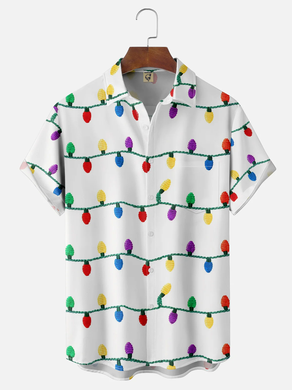 Moisture-wicking Christmas Lighting Chest Pocket Holiday Shirt