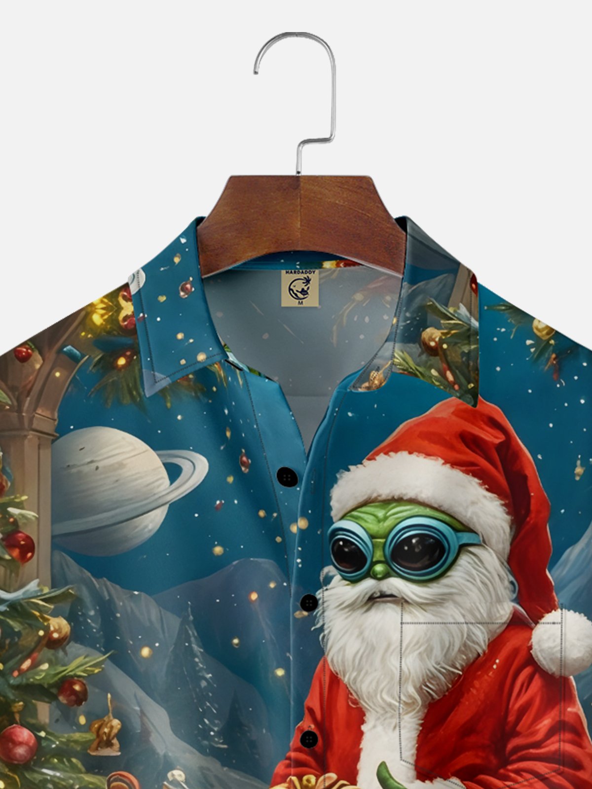 Moisture-wicking Christmas Santa Claus Alien Gifts Chest Pocket Casual Shirt