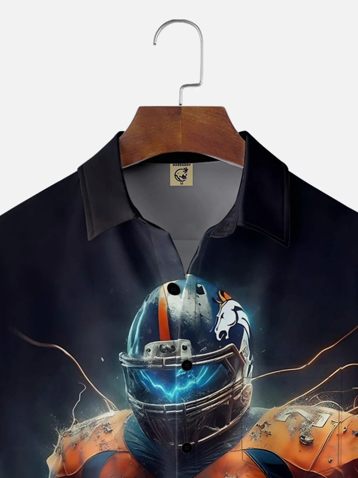 Moisture-wicking American Football Denver Art Mustang Chest Pocket Casual Shirt