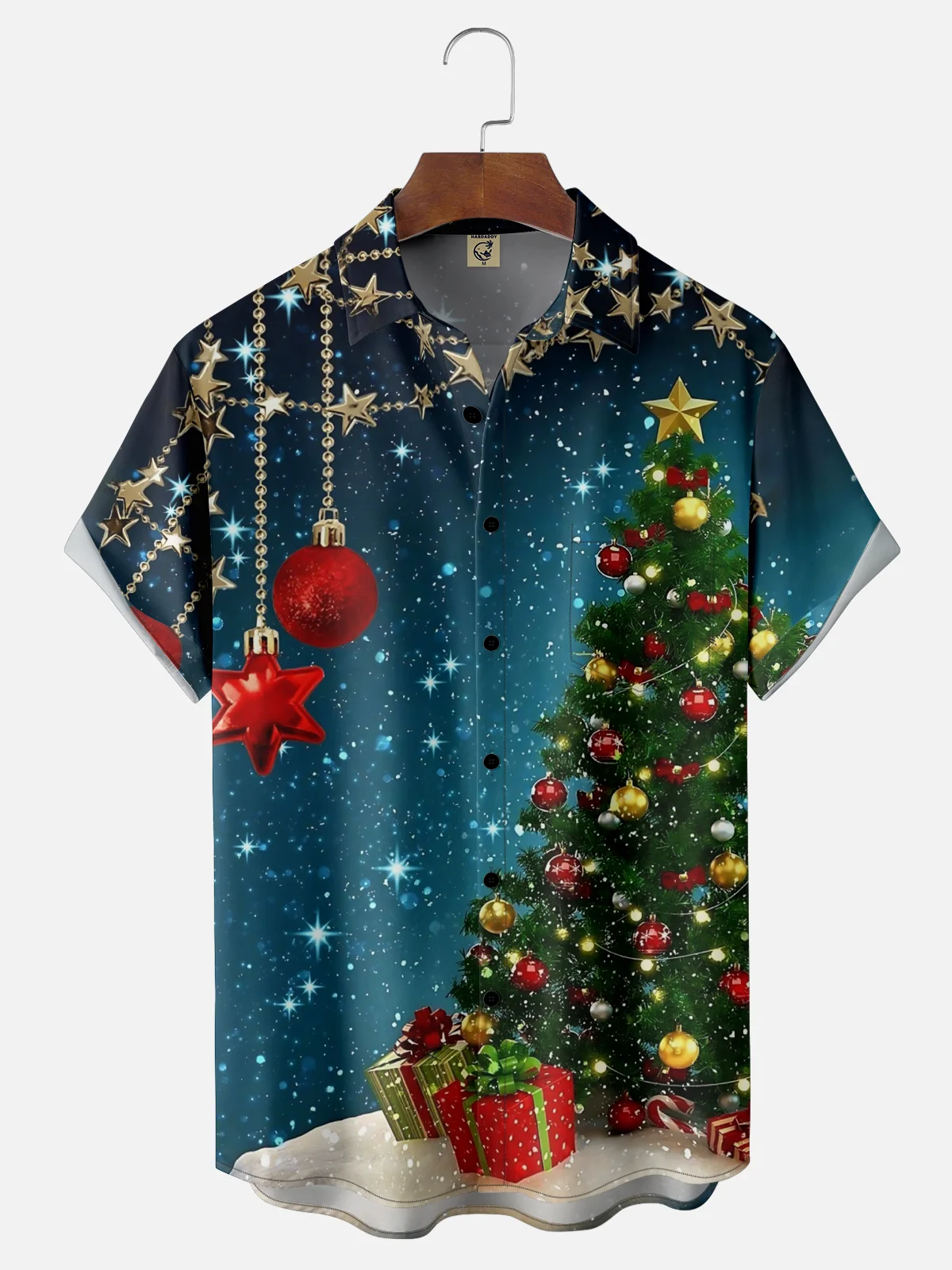Moisture-wicking Christmas Art Christmas Tree Chest Pocket Casual Shirt