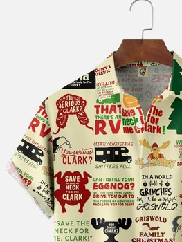 Moisture Wicking Christmas Griswold Chest Pocket Hawaiian Shirt