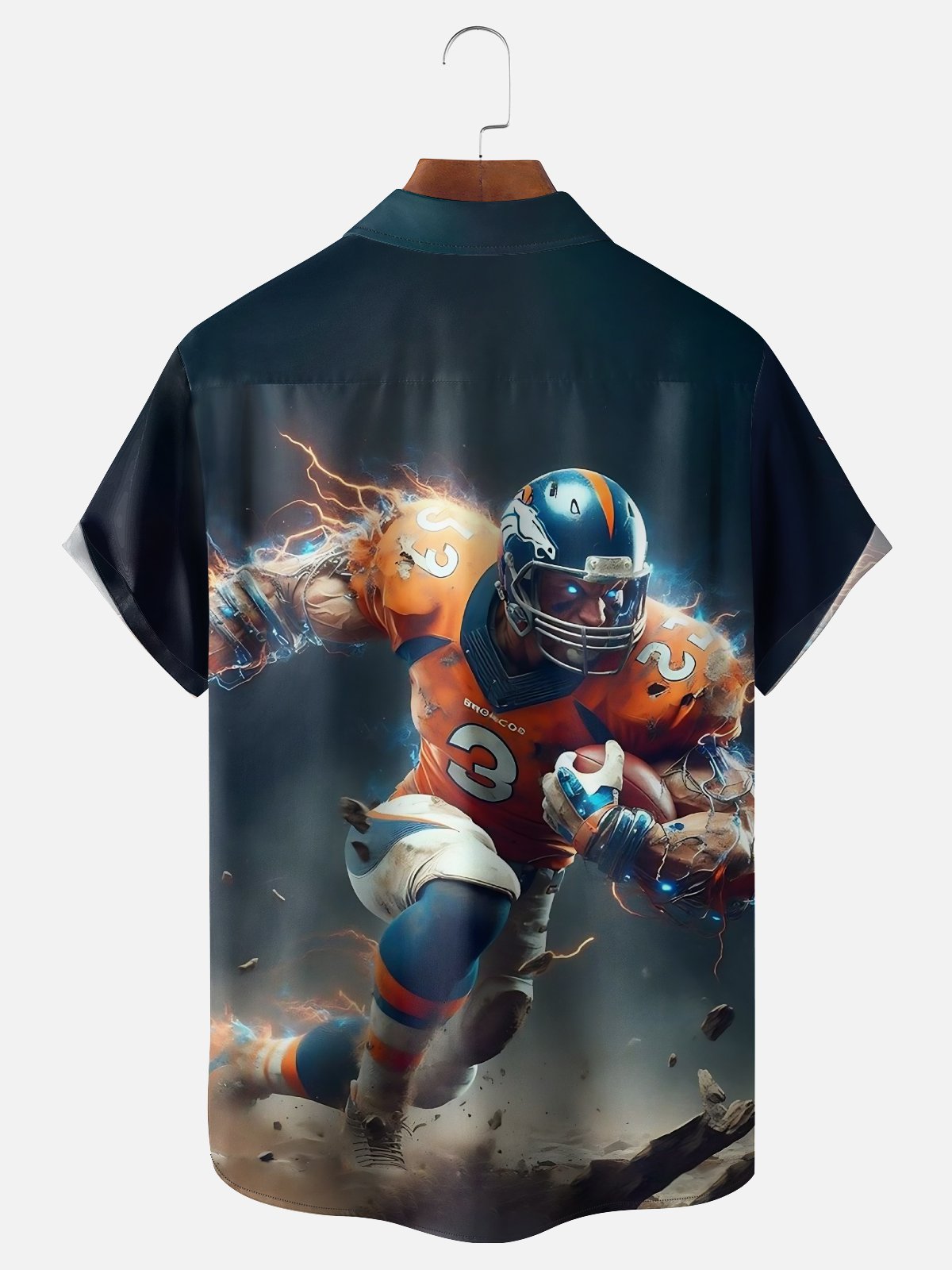 Moisture-wicking, American Football Denver Art Mustang Chest Pocket Casual Shirt