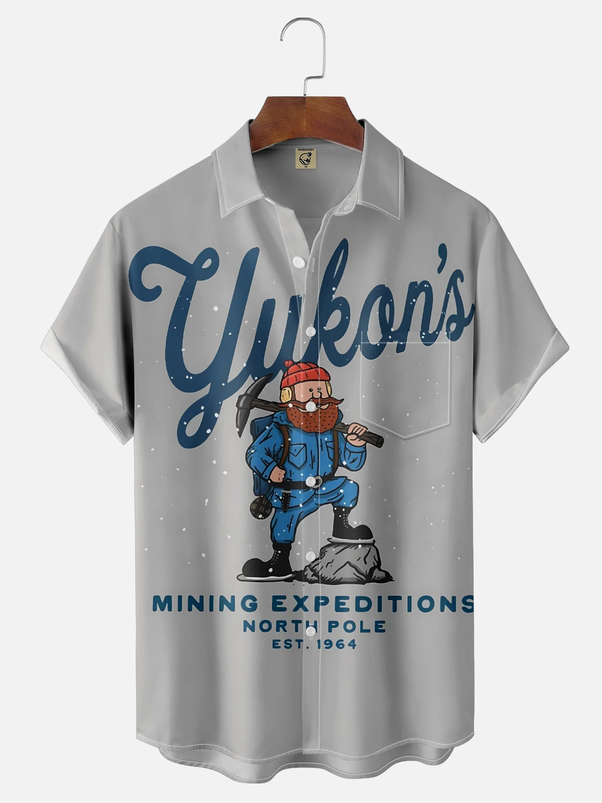 Moisture Wicking Christmas Chest Pocket Hawaiian Shirt