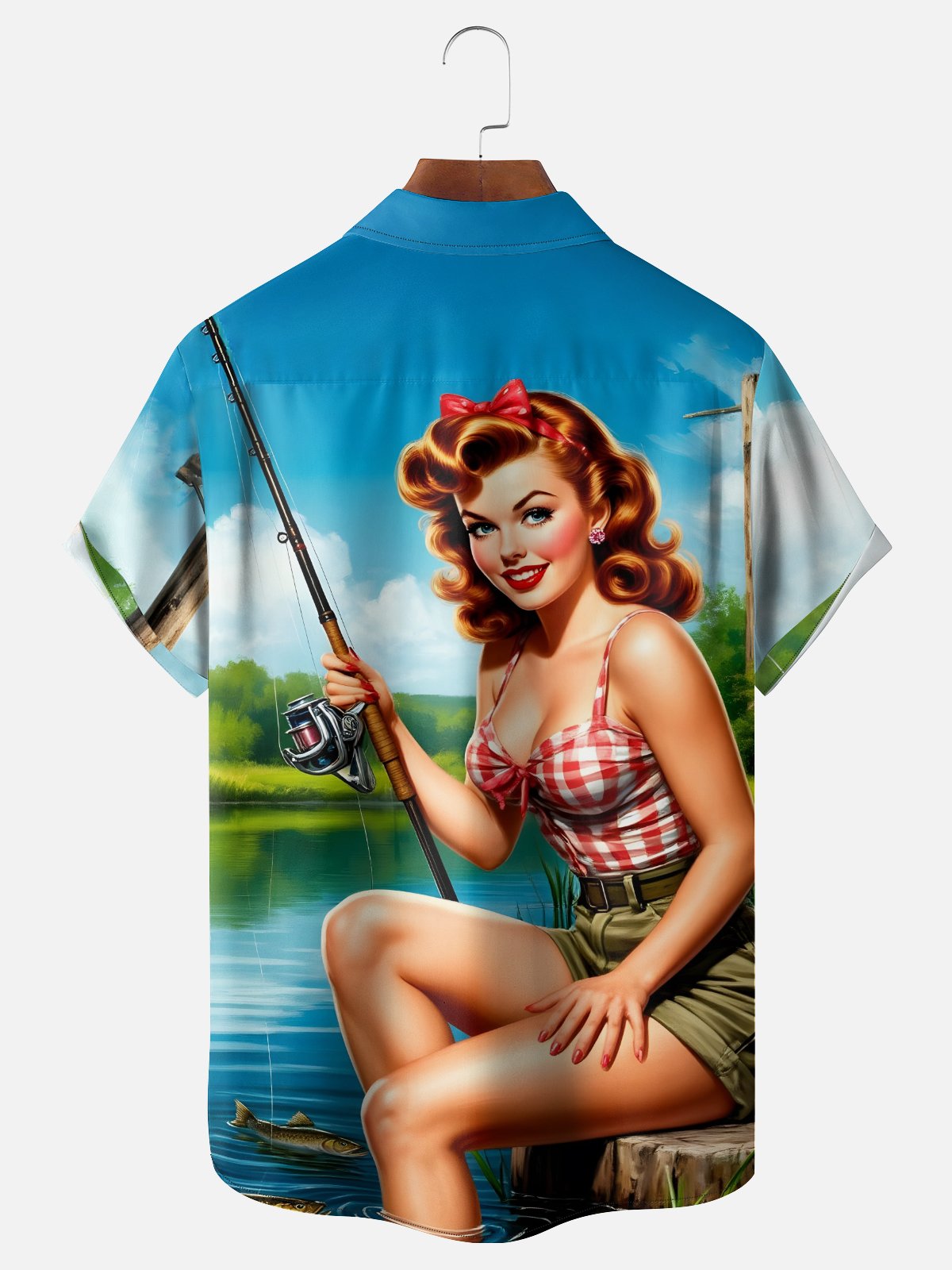 Moisture Wicking Fishing Vintage Style Chest Pocket Hawaiian Shirt