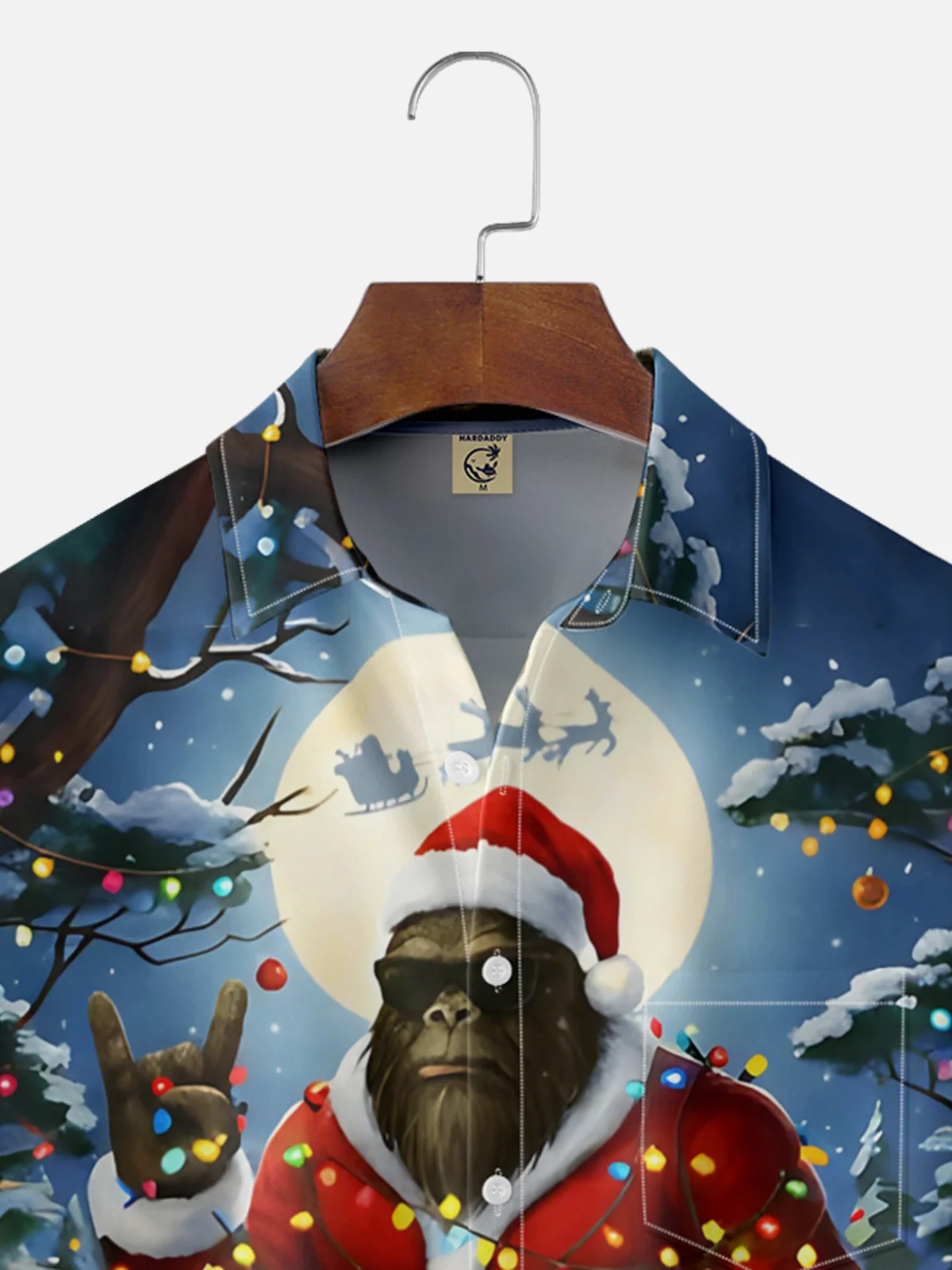 Moisture Wicking Merry Christmas Bigfoot Chest Pocket Hawaiian Shirt