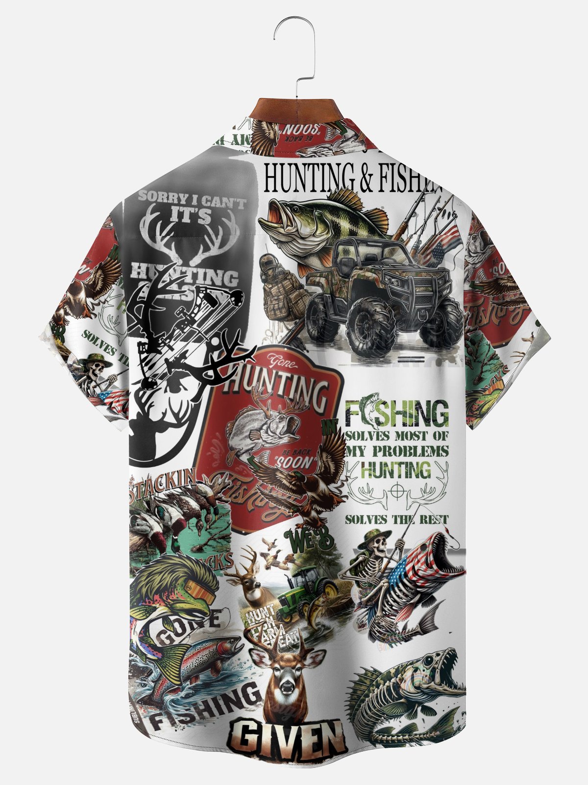 Moisture Wicking Gradient Colors Abstract Duck Hunting Deer Fishing Chest Pocket Hawaiian Shirt