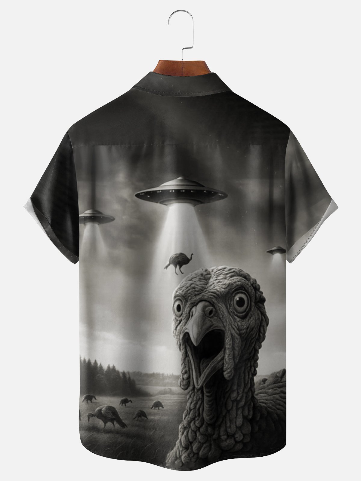 Moisture Wicking Thanksgiving Fun Turkey Chest Pocket Hawaiian Shirt