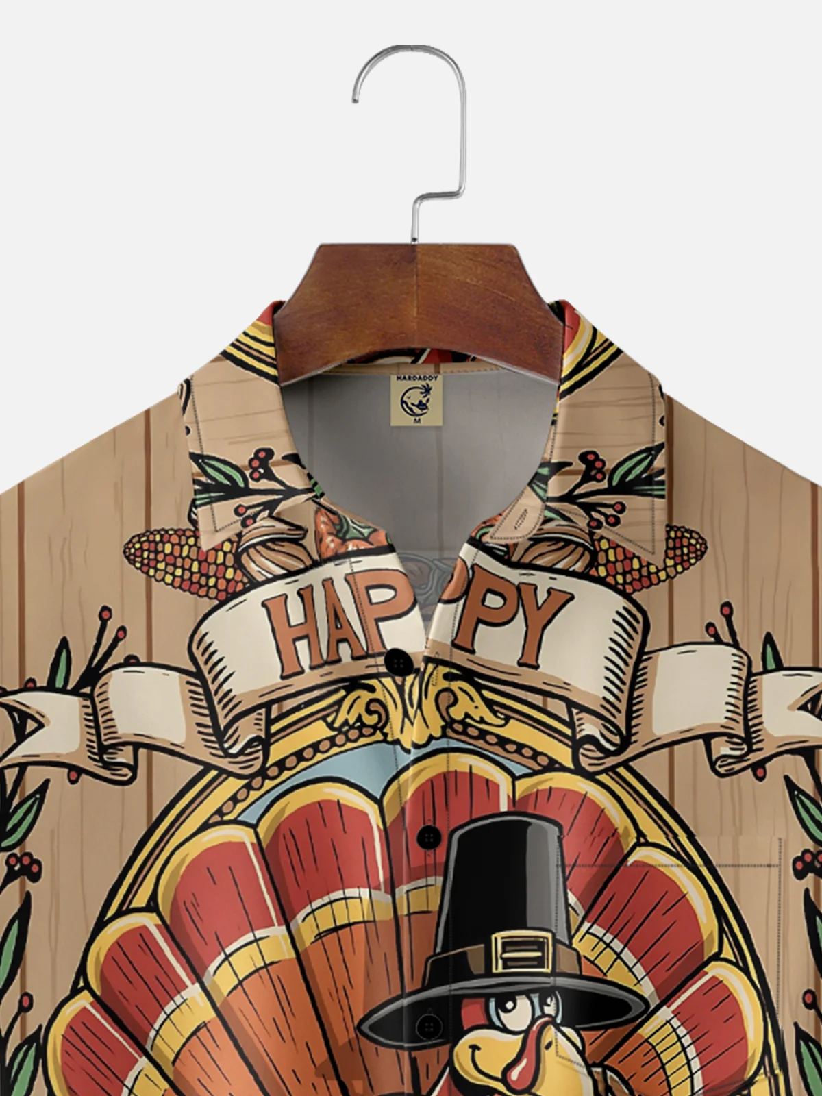 Moisture-wicking Thanksgiving Turkey Eat More Corn Chest Pocket Casual Shirt