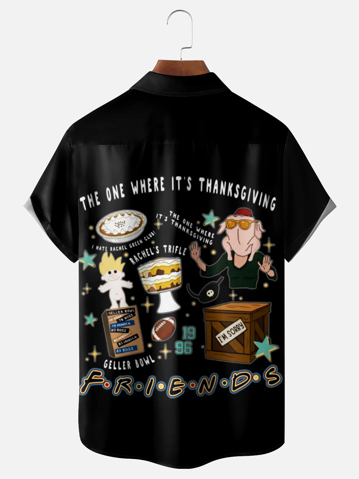 Moisture Wicking Thanksgiving Friends Chest Pocket Hawaiian Shirt