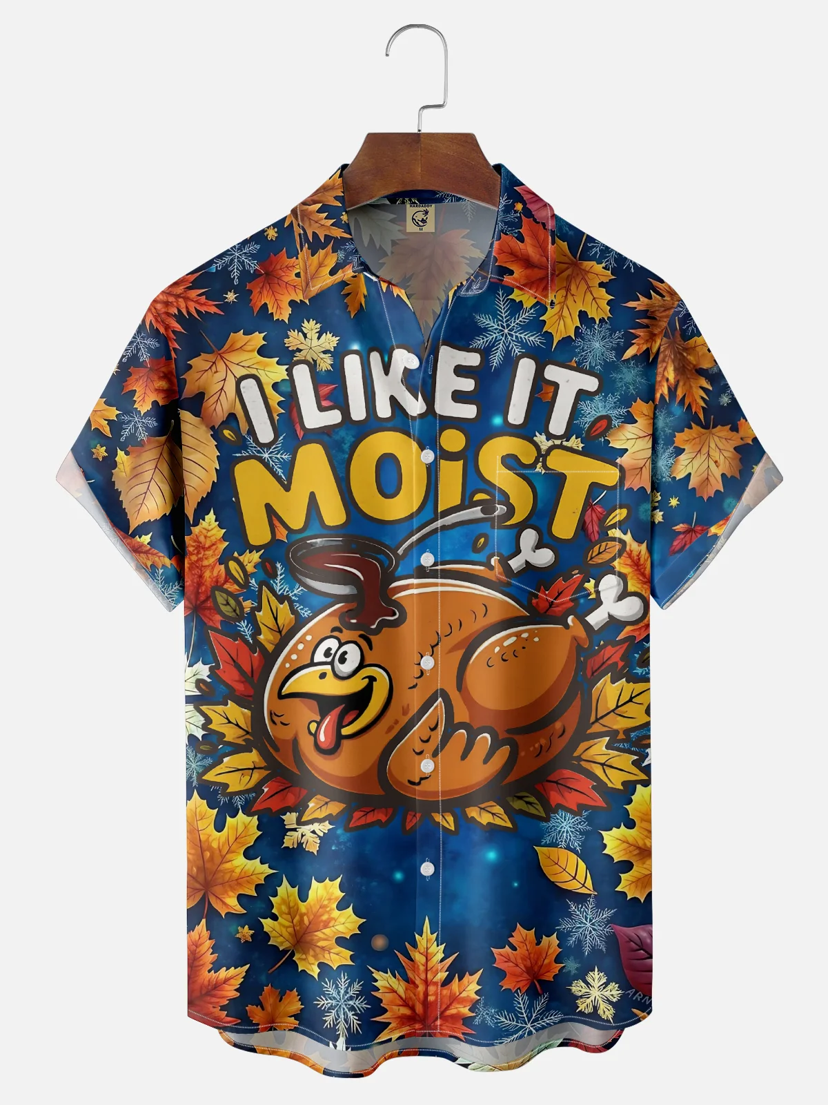 Moisture Wicking Thanksgiving Fun Turkey Chest Pocket Hawaiian Shirt