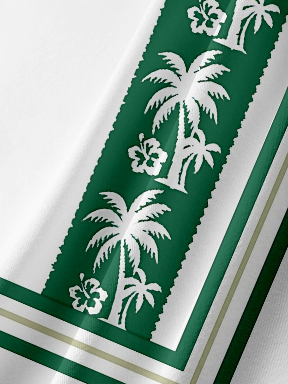 Moisture Wicking Striped Coconut Tree Chest Pocket Bowling Shirt