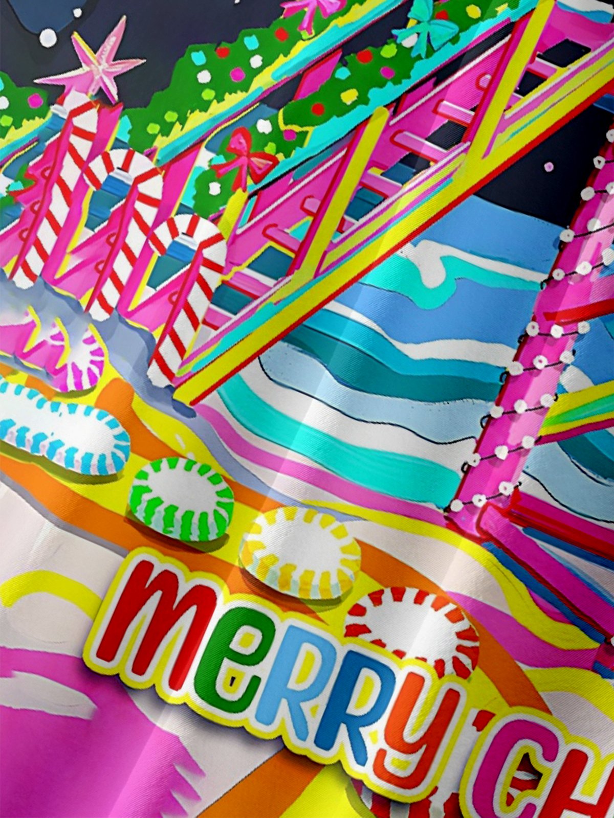 Moisture Wicking Artistic Christmas Merry Christmas Coconut Tree Christmas Tree Chest Pocket Hawaiian Shirt