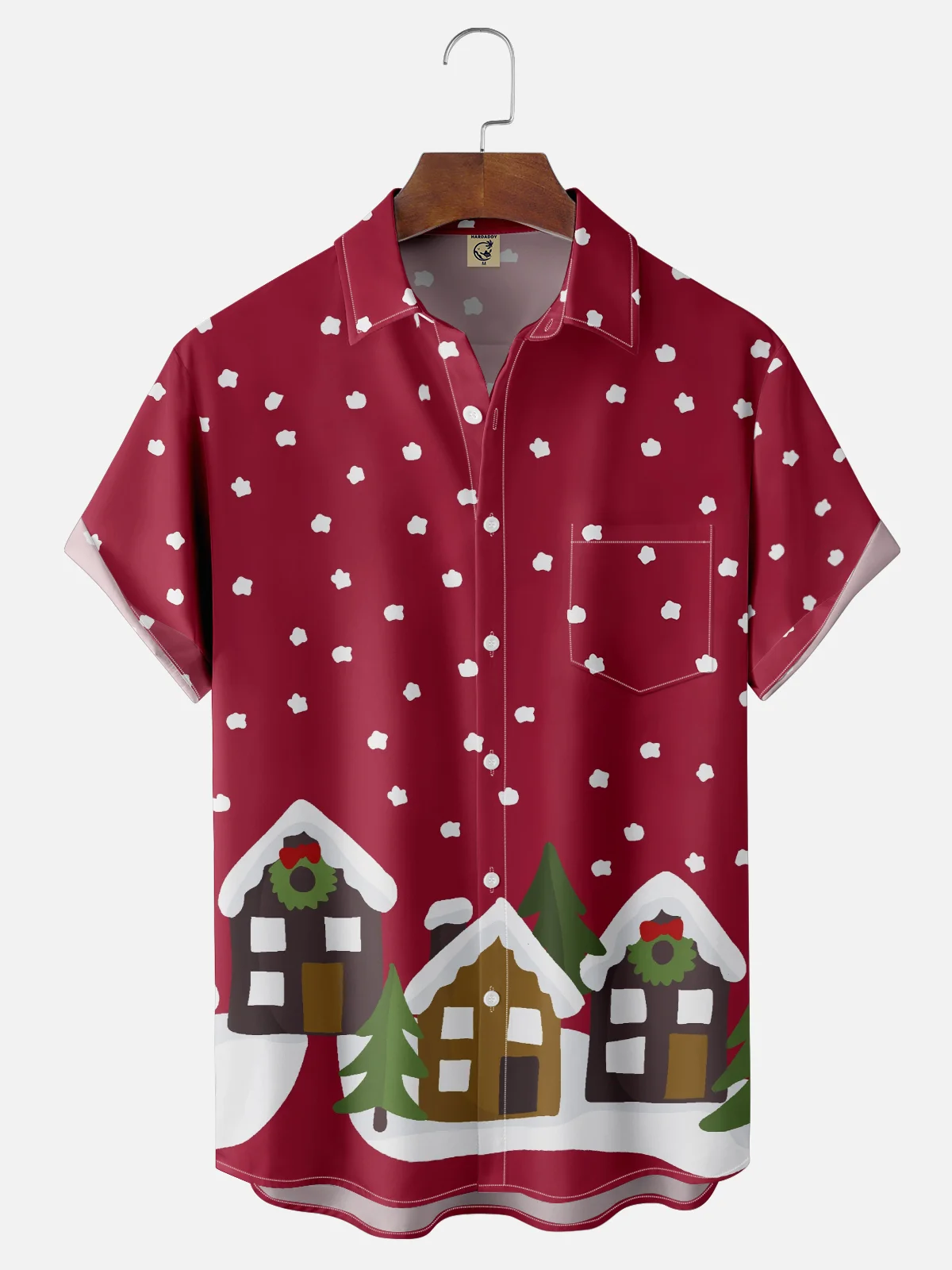Hardaddy X Valentina Bjekovic Moisture-wicking Christmas House Chest Pocket Casual Shirt