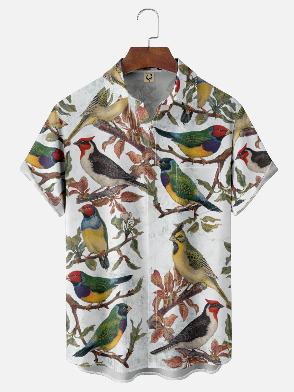 Hardaddy X Valentina Bjekovic Moisture-wicking Christmas Bird Chest Pocket Casual Shirt
