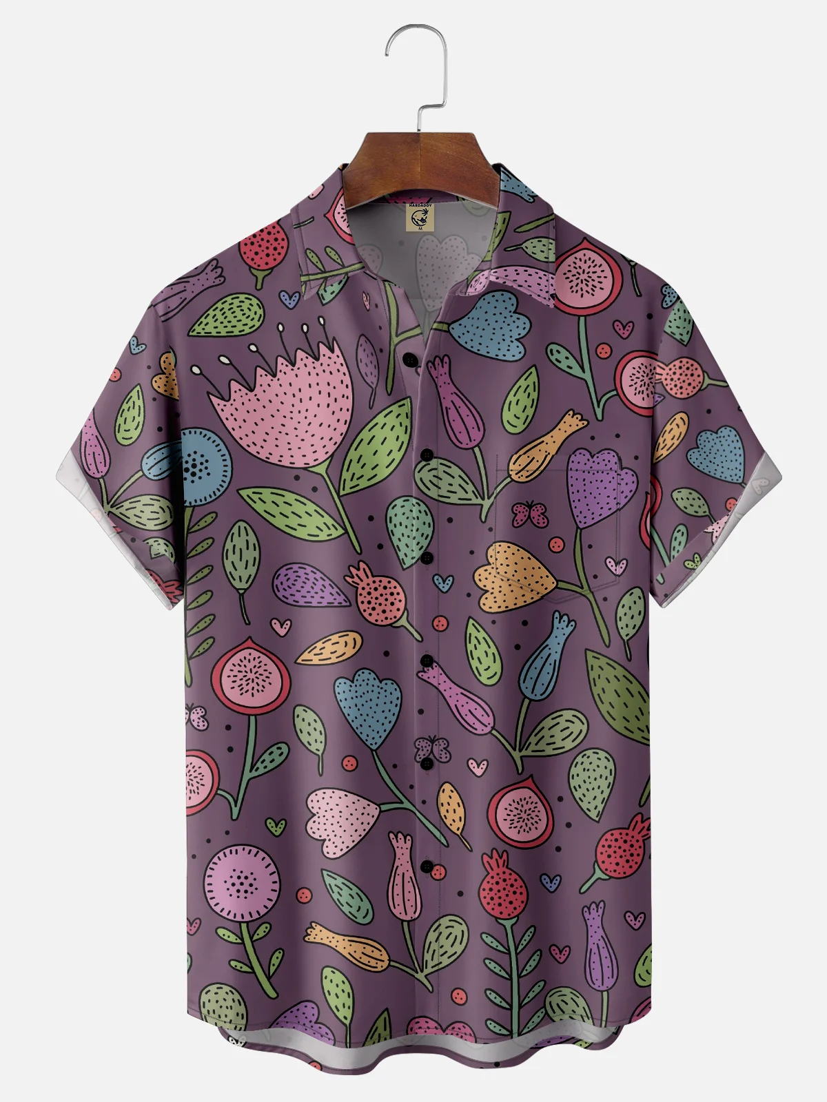 Hardaddy X Valentina Bjekovic Moisture-wicking Floral Chest Pocket Casual Shirt