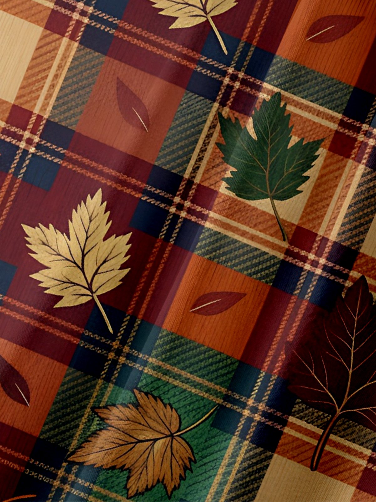 Moisture-wicking Thanksgiving Plaid Maple Chest Pocket Casual Shirt