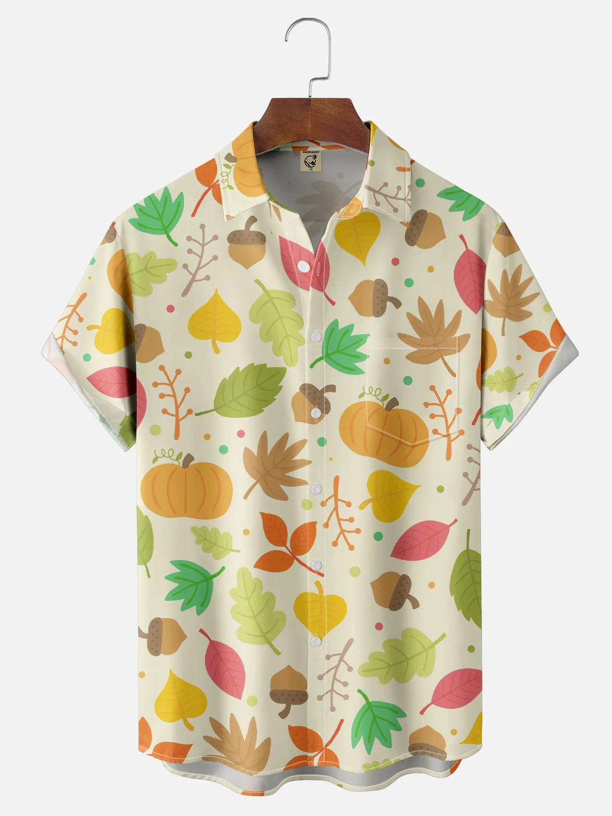 Hardaddy X Valentina Bjekovic Moisture-wicking Thanksgiving Maple Chest Pocket Casual Shirt