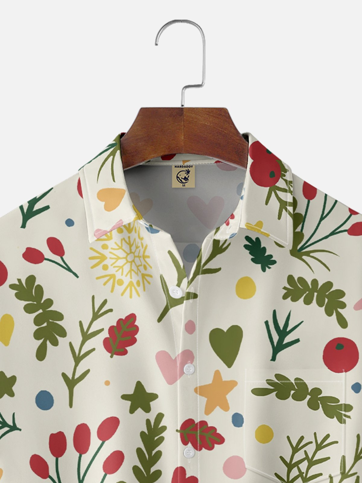 Hardaddy X Valentina Bjekovic Moisture-wicking Christmas Leaf Chest Pocket Casual Shirt