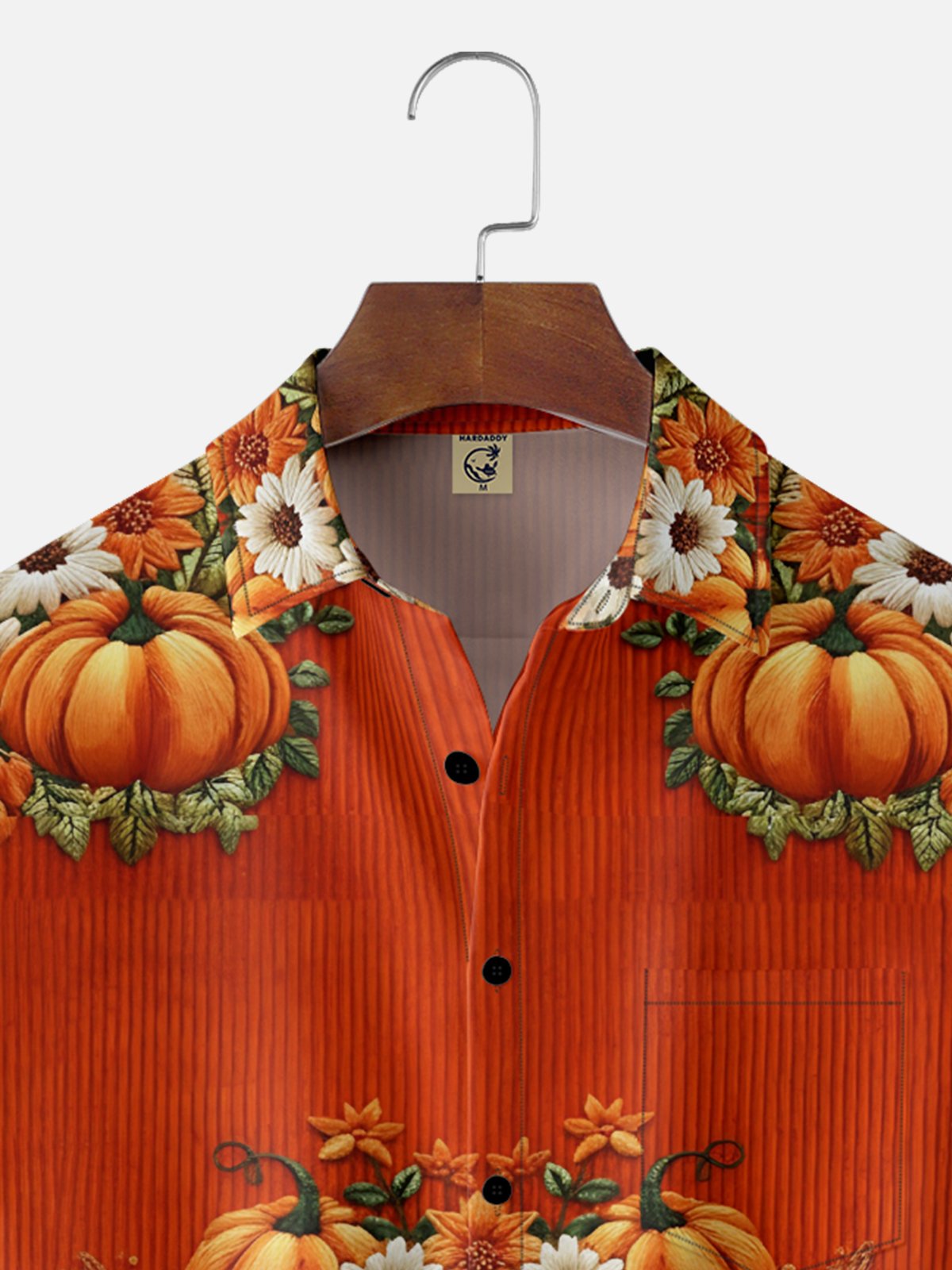Moisture-wicking Thanksgiving Pumpkin Chest Pocket Holiday Shirt