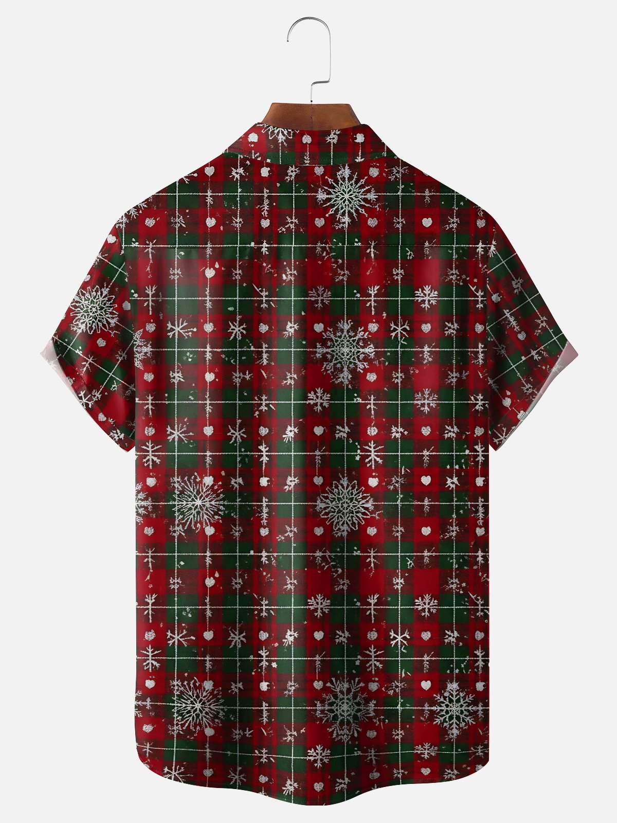 Moisture-wicking Christmas Santa Claus Hat Plaid Chest Pocket Casual Shirt