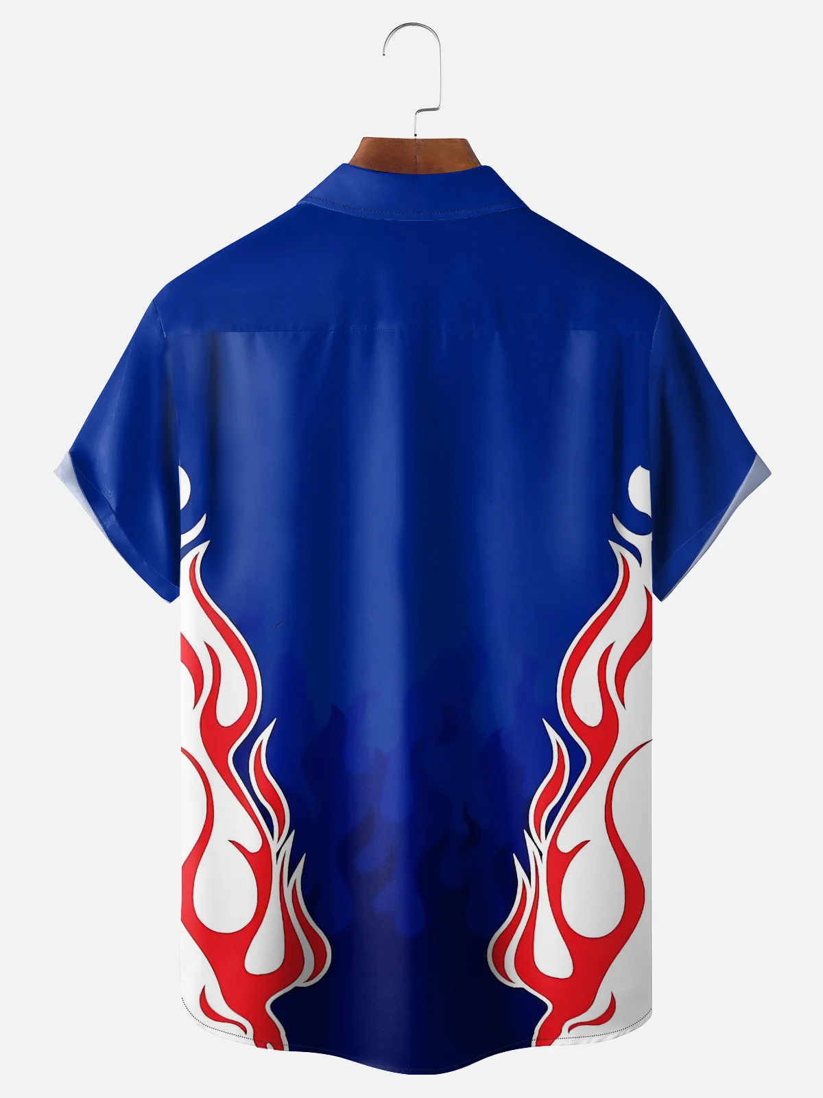 Moisture Wicking Vintage Car Painting Flame Line Chest Pocket Hawaiian Shirt