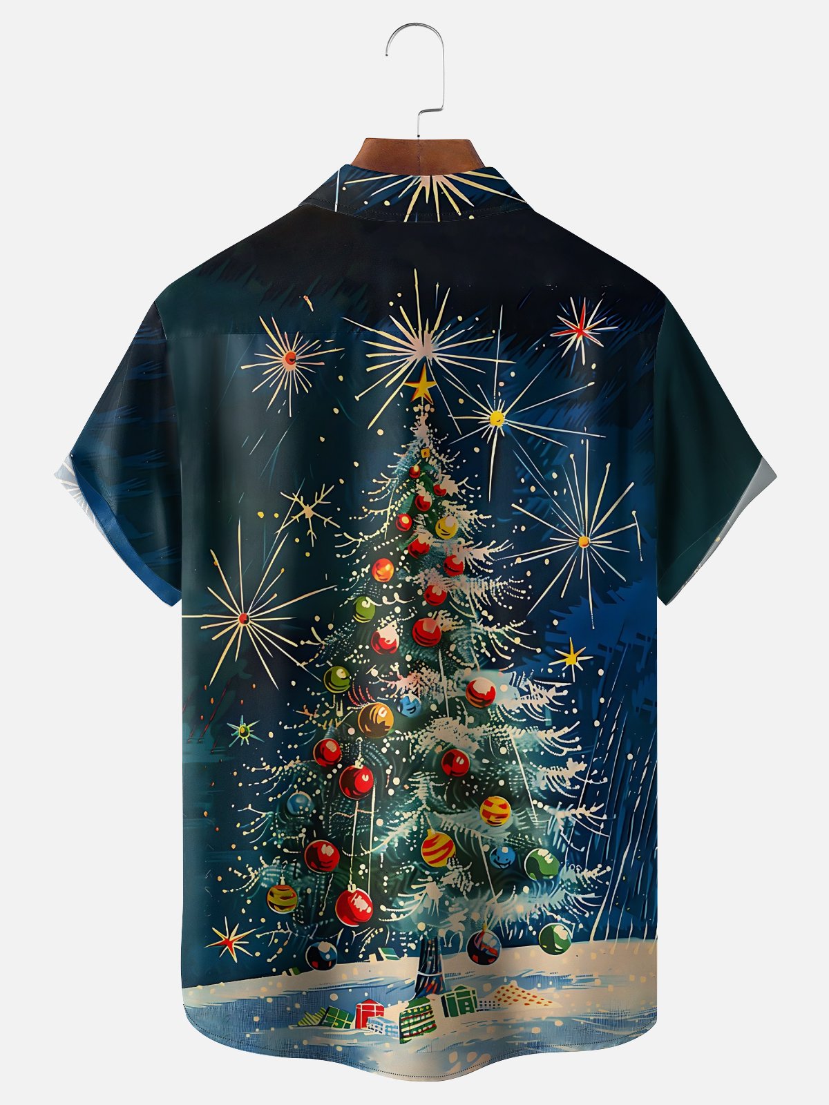 Moisture Wicking Artistic Christmas Merry Christmas Tree Chest Pocket Hawaiian Shirt