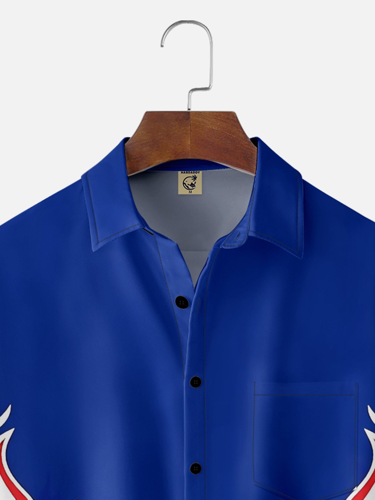 Moisture Wicking Vintage Car Painting Flame Line Chest Pocket Hawaiian Shirt