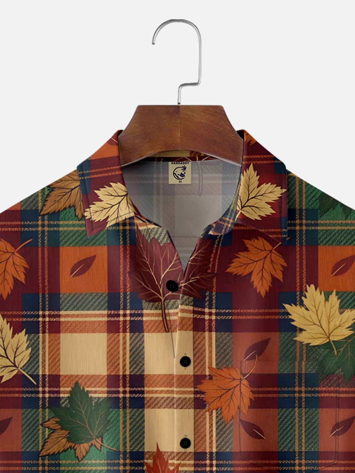 Moisture-wicking Thanksgiving Plaid Maple Chest Pocket Casual Shirt