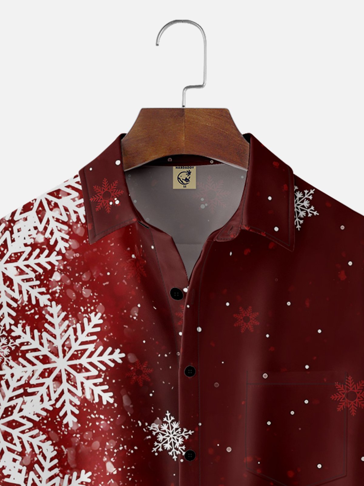 Moisture Wicking Gradient Christmas Snowflake Hawaiian Shirt with Chest Pocket