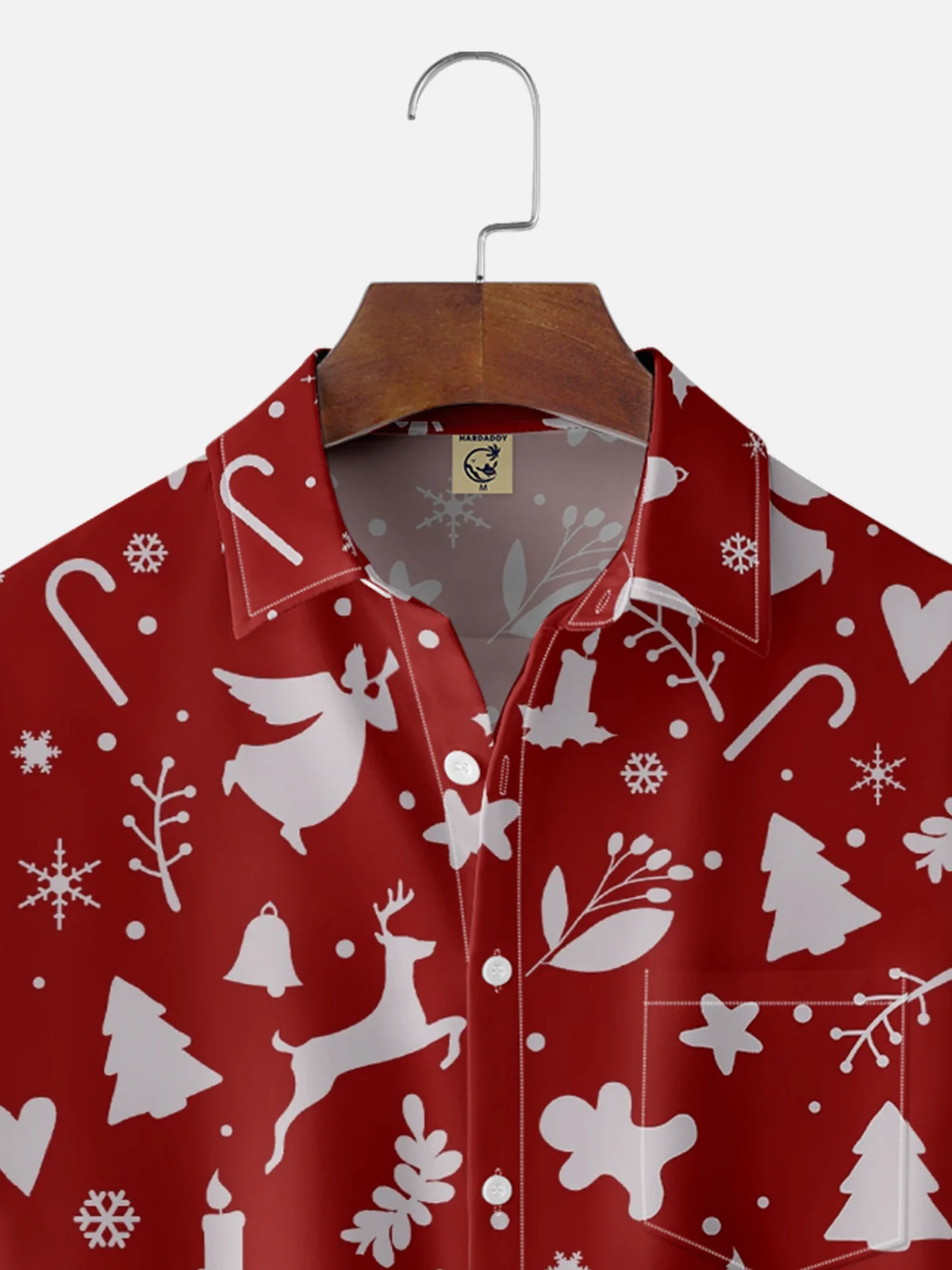 Hardaddy X Valentina Bjekovic Moisture-wicking Christmas Reindeer Chest Pocket Casual Shirt