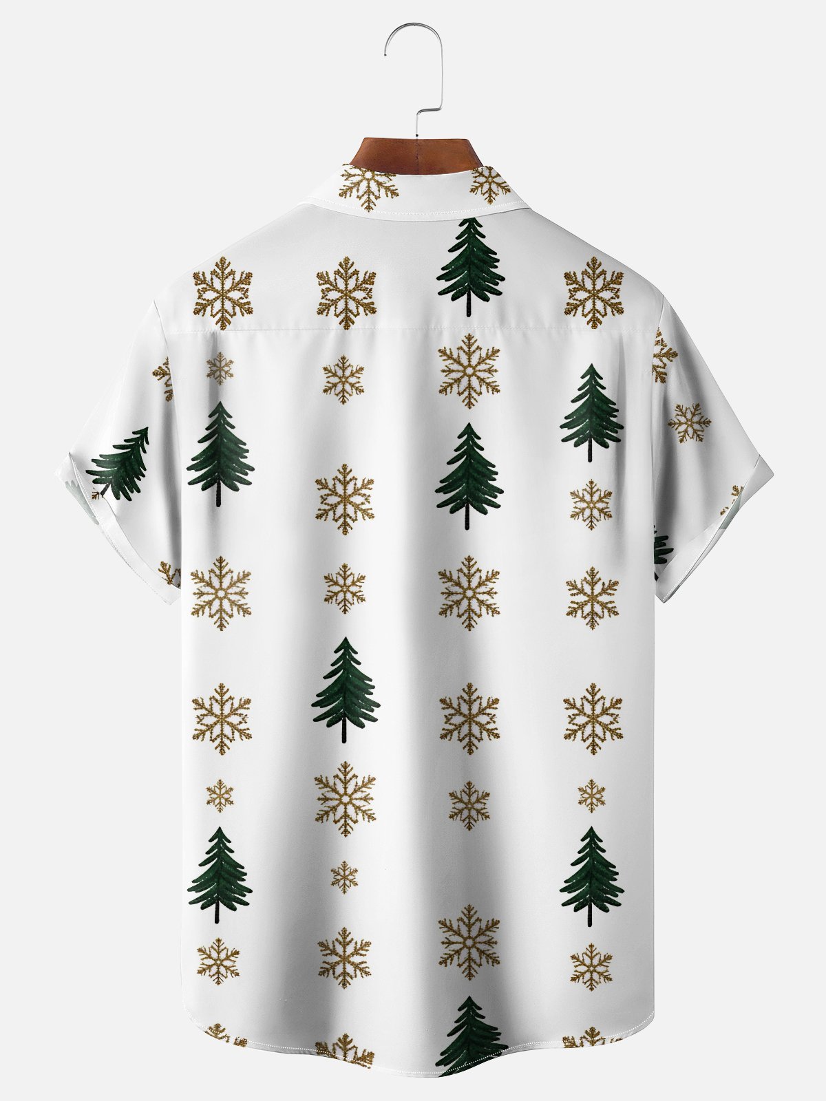 Moisture-wicking Christmas Tree Snowflake Chest Pocket Casual Shirt