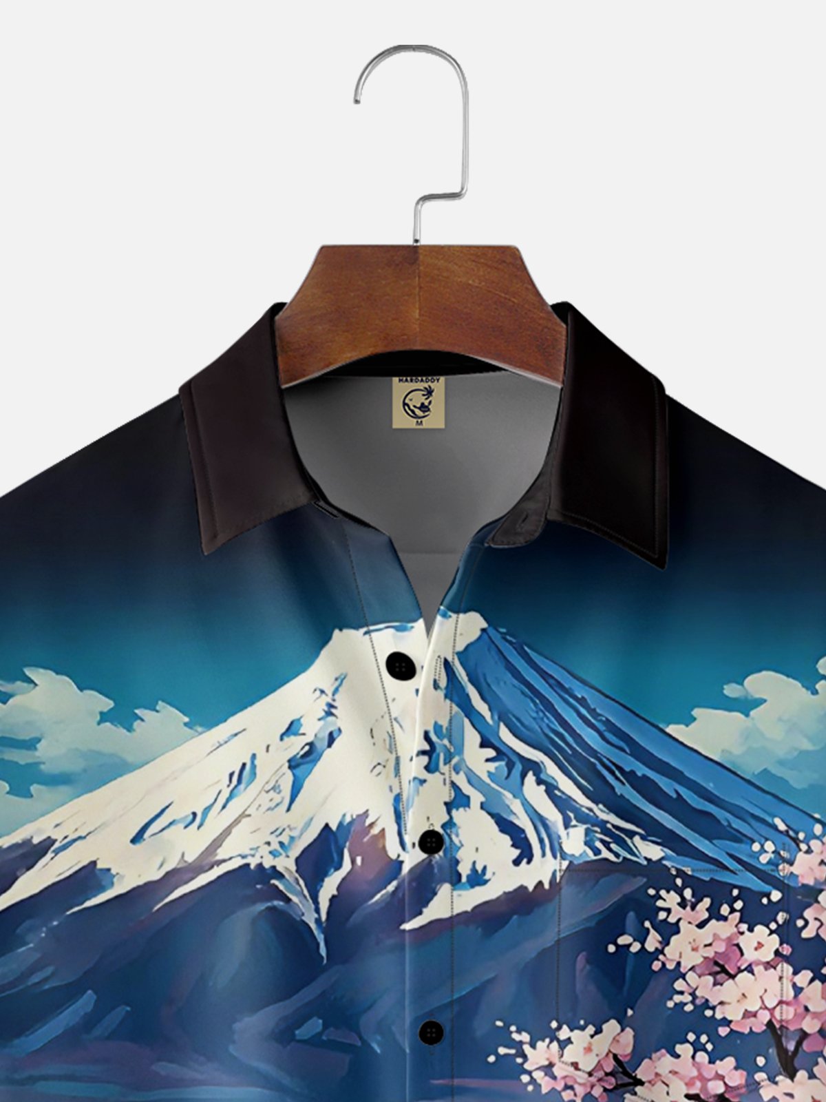 Moisture Wicking Cherry Blossoms at the Foot of Mount Fuji Merry Christmas Santa Claus Snowman Chest Pocket Hawaiian Shirt